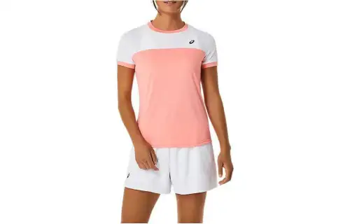 Asics COURT SS T Shirt Women's Guava/Bright White