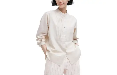 UNIQLO X Ines De La Fressange Shirts Women's Beige Stand Collar Moderate Other