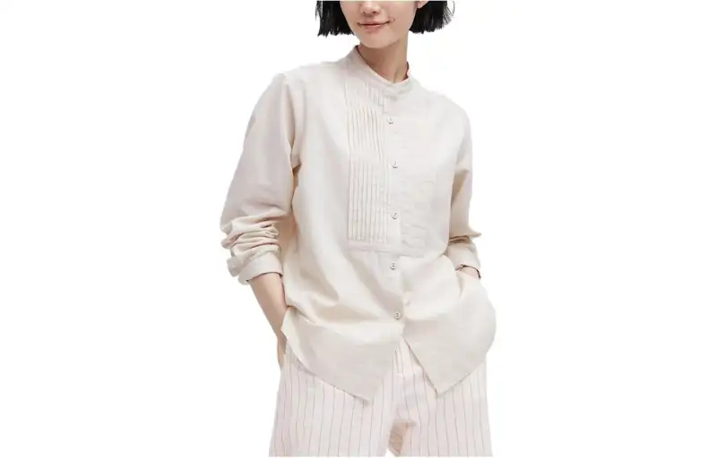 UNIQLO X Ines De La Fressange Shirts Women's Beige Stand Collar Moderate Other