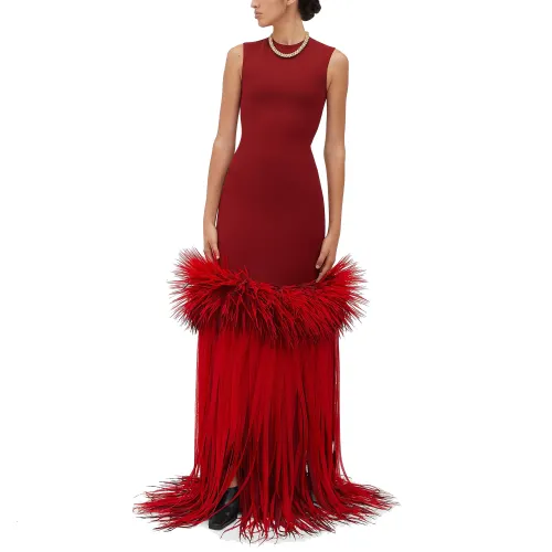 Bottega Veneta FW24 Sleeveless Dress Women's Red Sandalwood Wood Color