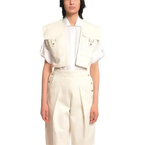 HERMES Vests Women's White Lapel Moderate Other