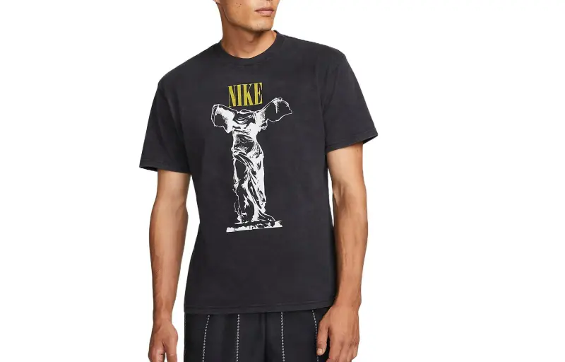 Nike T Shirts Men's Black Crew Neck Moderate Straight Fit