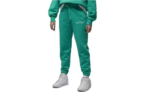 Jordan Knitted Sweatpants Women's Green Moderate Cuffed Pants