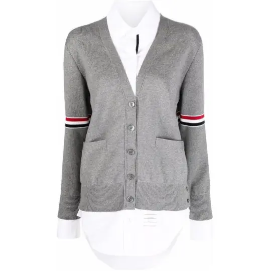 THOM BROWNE RWB armbands V neck Cardigan