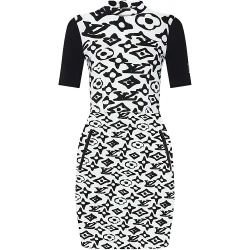 LOUIS VUITTON Short Sleeved Dress Women's Black