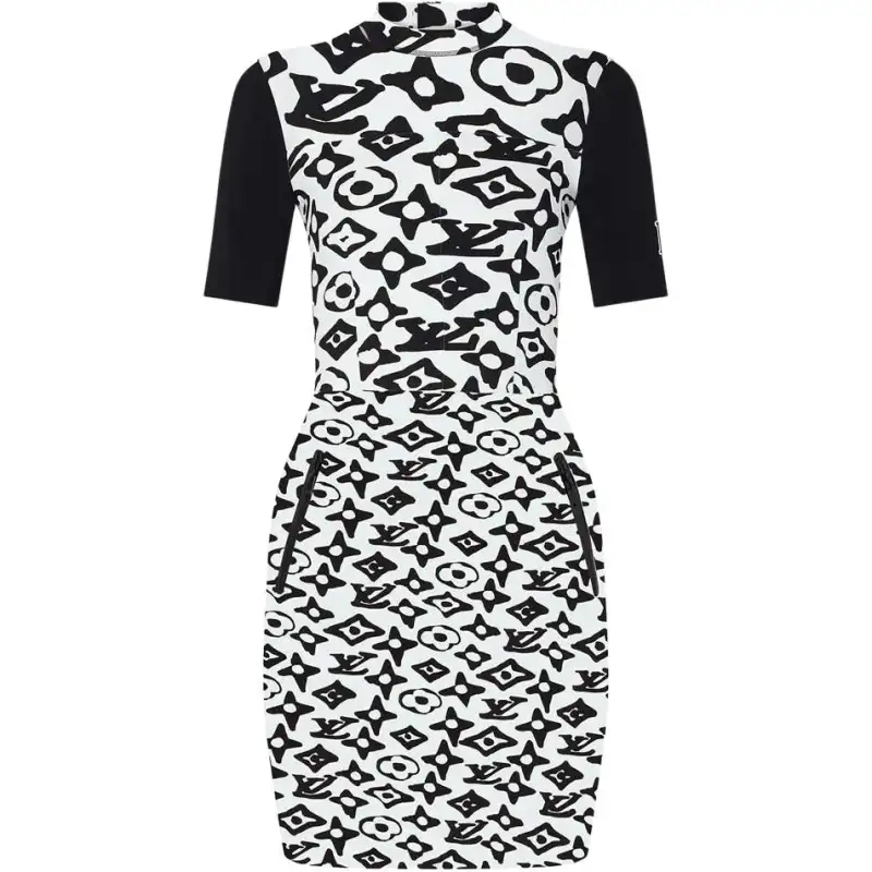 LOUIS VUITTON Short Sleeved Dress Women's Black