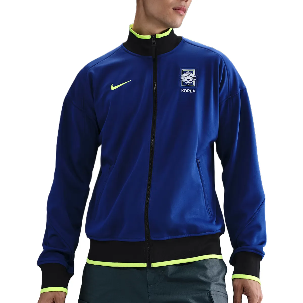 Nike Dry Jackets Men's Global Blue/Black/Neon Yellow/Neon Yellow Stand Collar Moderate Other
