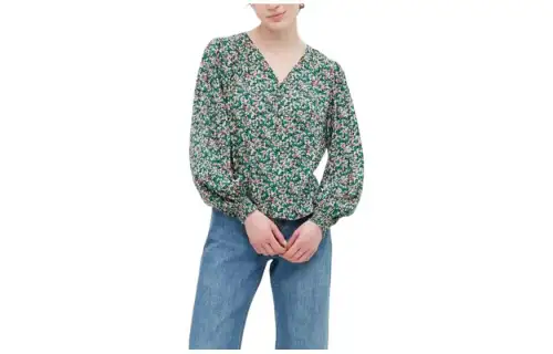 UNIQLO Shirts Women's Green V Neck Moderate Shirt