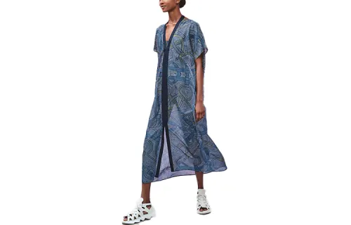 HERMES Short Sleeved Dress Women's Blue