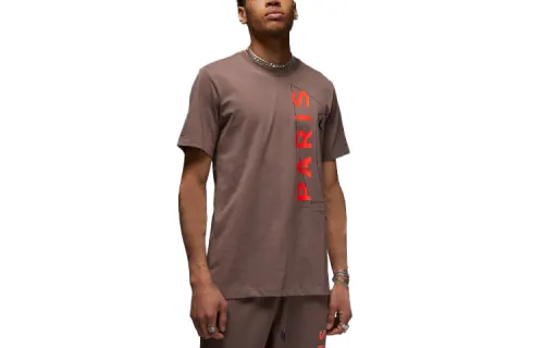 Jordan T Shirts Men's Coffee Crew Neck Moderate Straight Fit