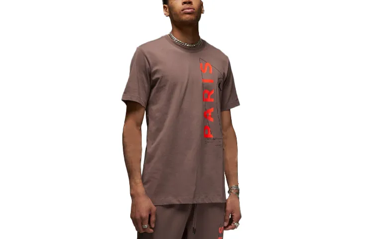 Jordan T Shirts Men's Coffee Crew Neck Moderate Straight Fit