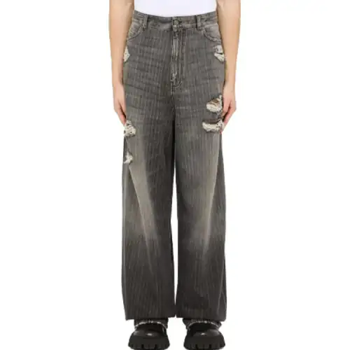 Balenciaga Jeans Men's Gray Moderate Wide Leg Pants