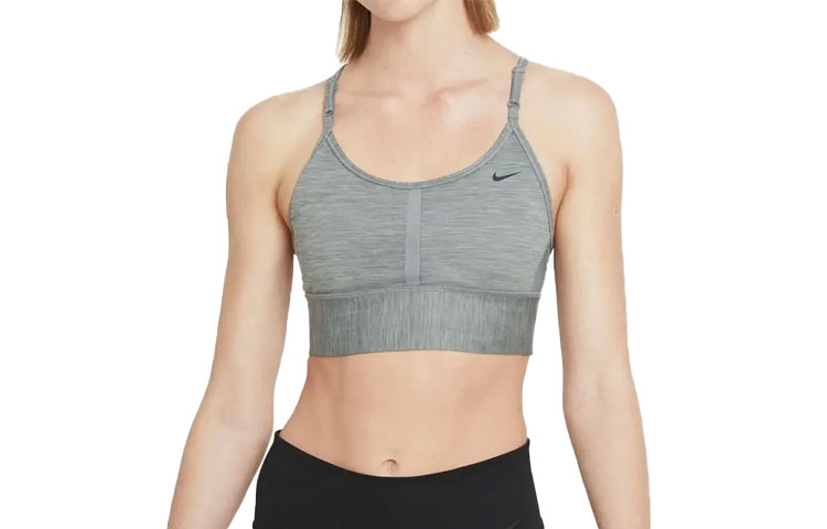 Nike Dri-FIT Solid Color Logo Low-Intensity Support Padded Sports Bra Women's Gray
