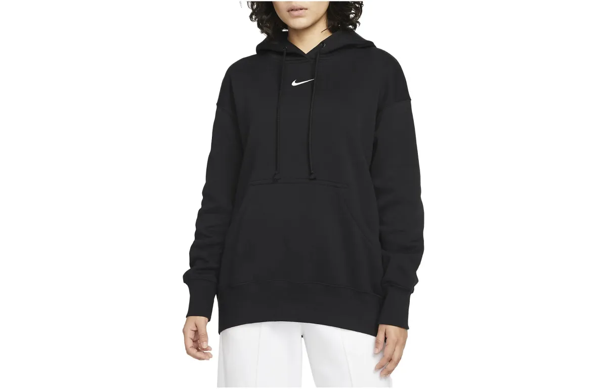 Nike Women's Phoenix Fleece Oversized Pullover Hoodie Black/Sail