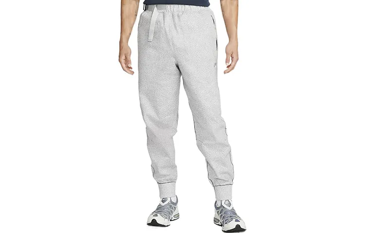 Nike Knitted Sweatpants Men's Gray Moderate Cuffed Pants