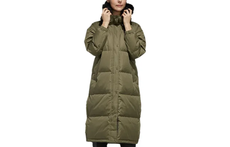 Adidas Down Jackets Women's Original Khaki Brown Hooded Moderate