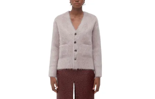 Bottega Veneta Knitwear Women's Mushroom V Neck Moderate Cardigan