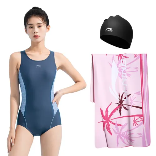 Li Ning, swimwear, bodysuit, blue set for swimming, plus size, 2023 collection