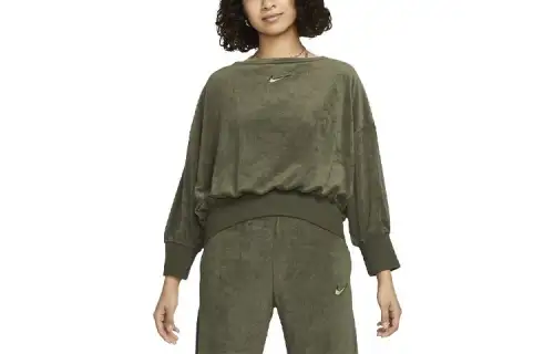 Nike Sweatshirts Women's Olive Green Square Collar Moderate Regular