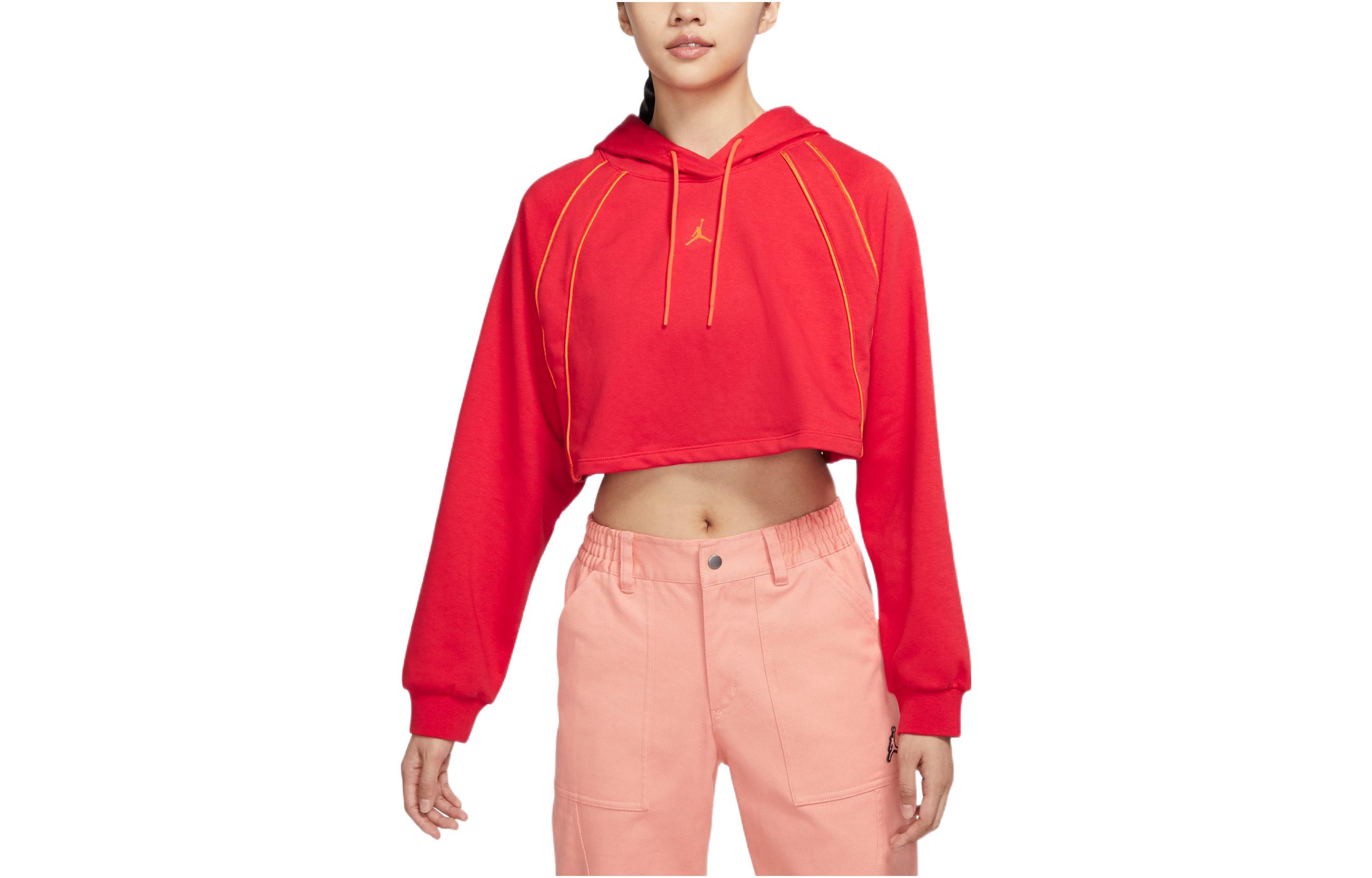 Женское худи Jordan Crop Hoodie (красное)
