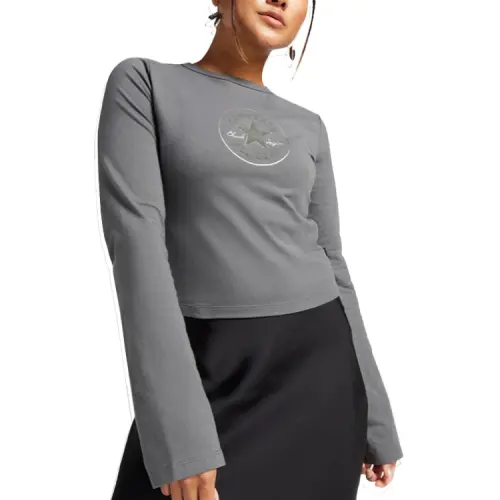 Converse T Shirts Women's Gray Crew Neck Moderate Other