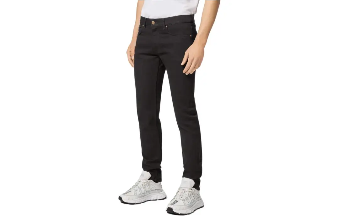VERSACE Logo Plaque Straight Leg Jeans