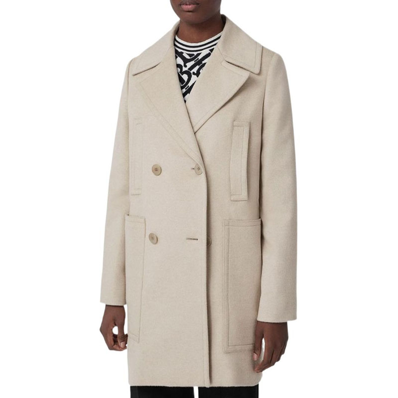 Burberry Velvet Jackets Women's Ivory White Lapel Moderate