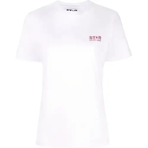 Golden Goose T Shirts Women's White Crew Neck Moderate