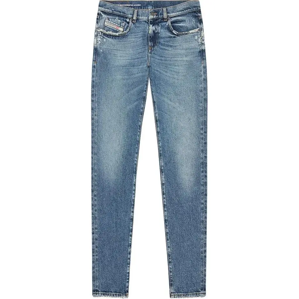 DIESEL Logo Patch Distressed Slim Fit Jeans