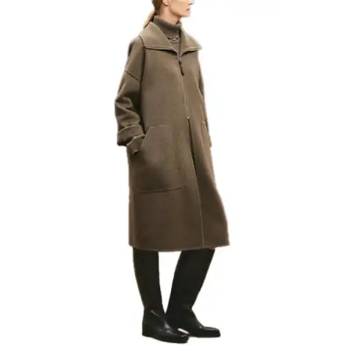 HERMES Velvet Jackets Women's Gray Green Lapel Moderate