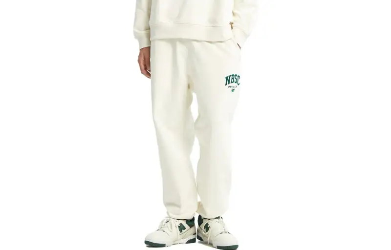 New Balance Knitted Sweatpants Men's Ecru Moderate Straight Fit Pants
