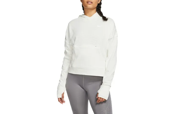 Nike Sweatshirts Women's White Hooded Moderate Mock Two-Piece