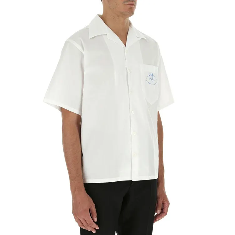 PRADA Shirts Men's White Cuban Collar Moderate Other