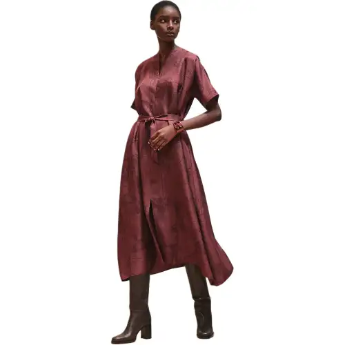 HERMES Short Sleeved Dress Women's Red