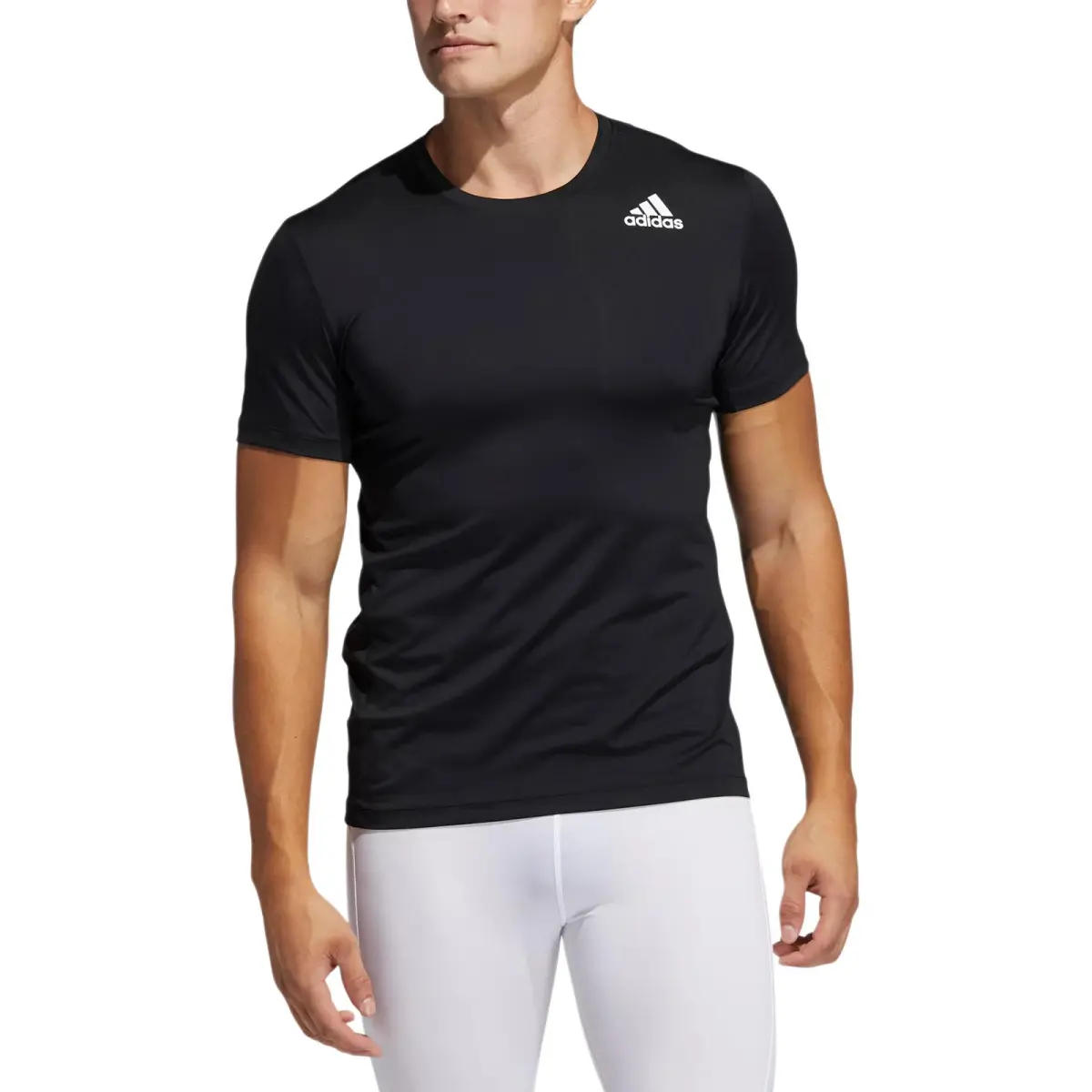 Adidas T-Shirts Men's Black Crew Neck Moderate Straight Fit