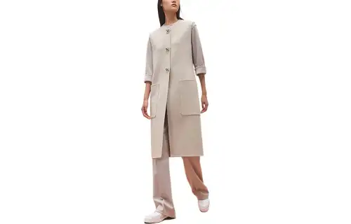 HERMES Vests Women's Ecru Crew Neck Moderate Other