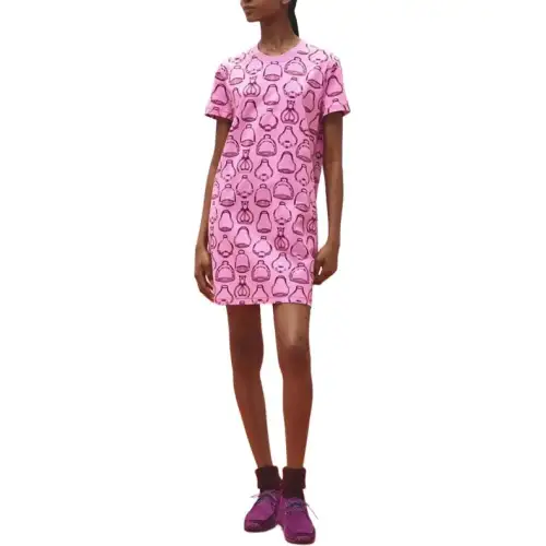 HERMES Short Sleeved Dress Women's Rosewood Cassava