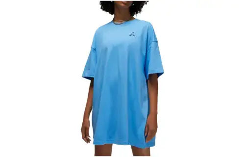 Jordan ESSENTIALS Short Sleeved Dresses Women's Blue Crew Neck Moderate Short