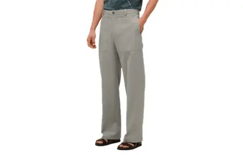 HERMES Casual Pants Men's Stone Gray Moderate Straight Fit Pants