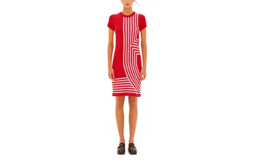 HERMES Short Sleeved Dress Women's Red