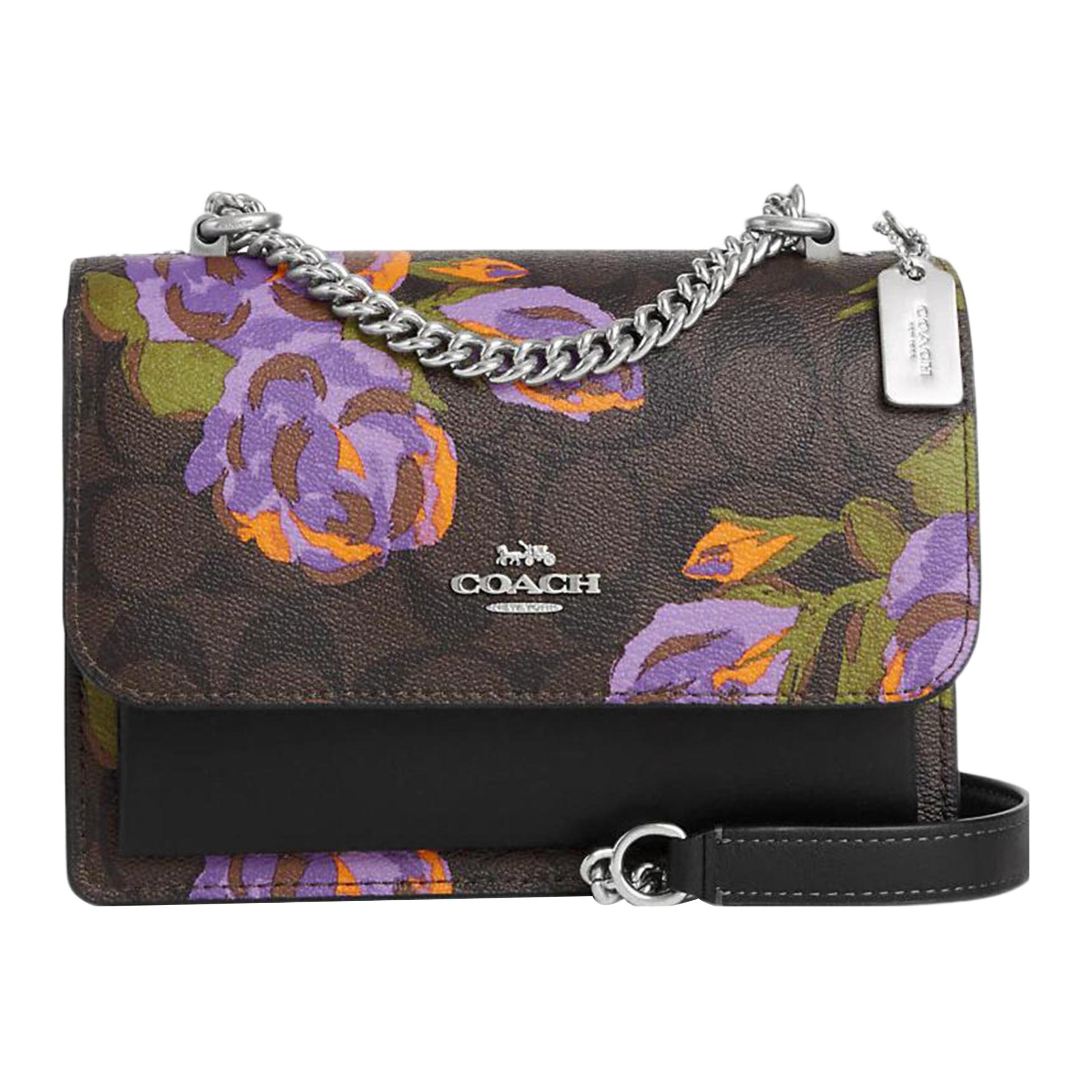 COACH Klare Canvas With Leather Small Square Bag, Crossbody Bag, Shoulder Bag Small Women's Coffee