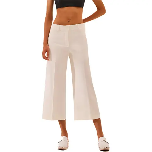 HERMES Casual Pants Women's White Thin Straight Fit Pants
