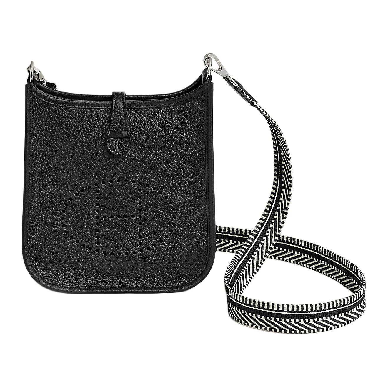 Женская сумка Hermes Evelyne 16 Clemence (черно-бежевая)