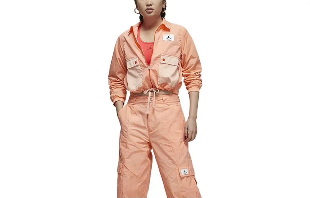 Jordan Jackets Women's Orange Lapel Moderate Straight Fit