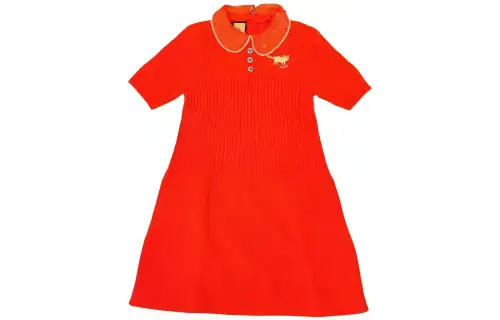 GUCCI Short Sleeved Dress Women's Red