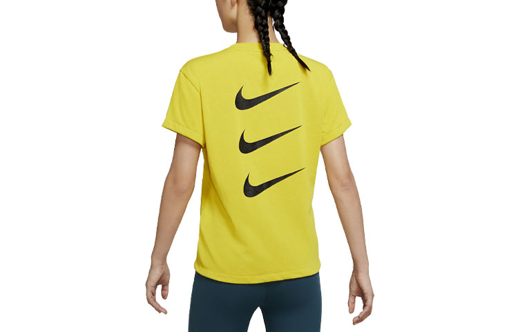 Nike Dri Fit Running T Shirts Women’s Yellow Crew Neck Moderate Straight Fit
