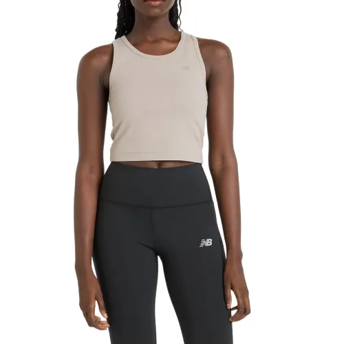 New Balance Tank Tops Women's Dry Stone Brown Crew Neck Moderate Straight Fit