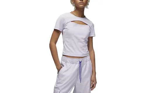 Jordan Crop Tops Women's Grape Purple Crew Neck Moderate