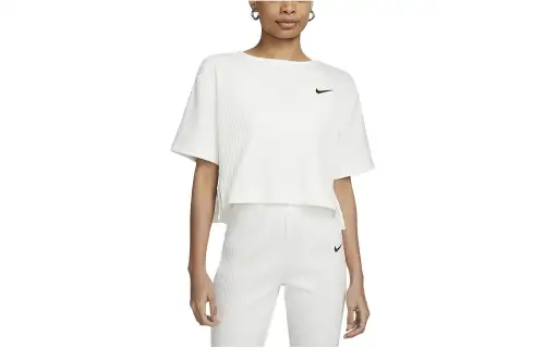 Nike T Shirts Women's White Crew Neck Moderate Straight Fit