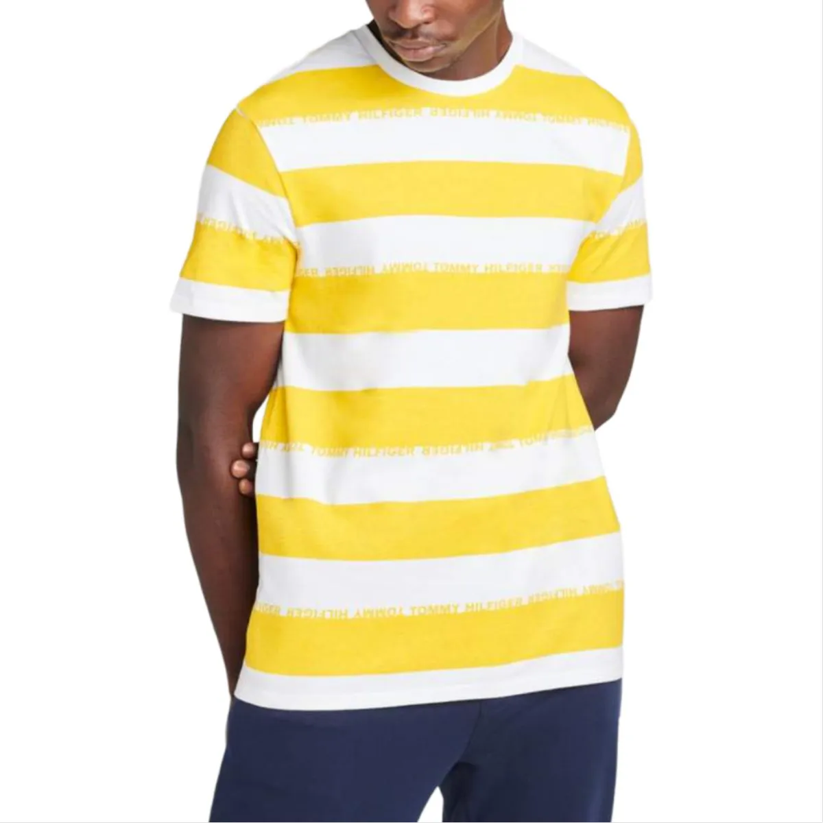 Tommy Hilfiger T-Shirts Men's Yellow Crew Neck Moderate
